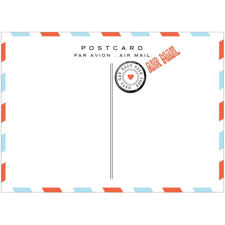 Traditional Style Air Mail Postcards - Pack of 10 for wholesale by Idea Chic