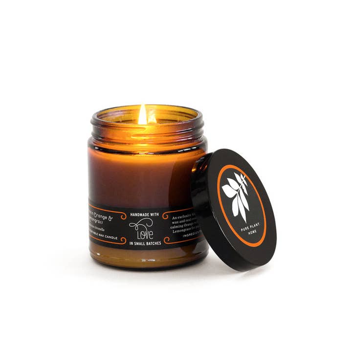 Tarro de boticario grande de color ámbar de 7 oz, mandarina o citronela C para venta al por mayor de Pure Plant Home