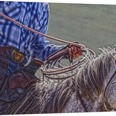Ropin 'Det Rough lærred Print for engroshandel hos Amanda Smith Western Art, LLC