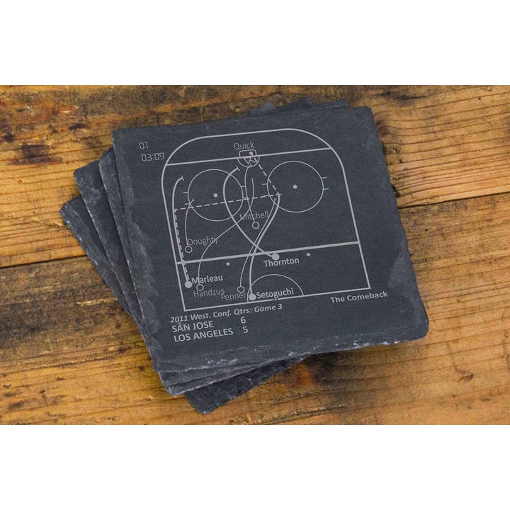 Greatest Sharks Plays: sottobicchieri in ardesia (set di 4) per la vendita all'ingrosso da parte di Playbook Products