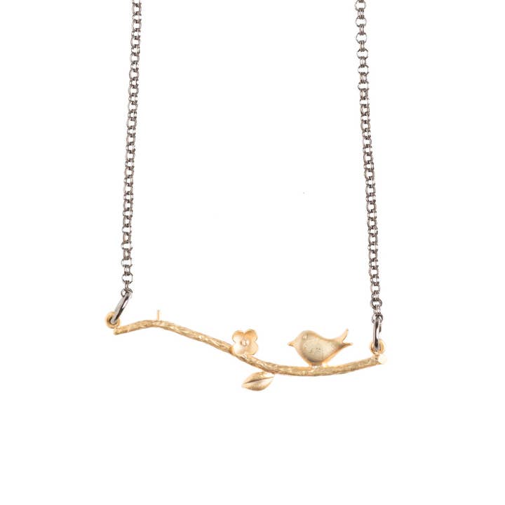 Little Bird On a Branch Necklace for wholesale by Harlow Jewelry