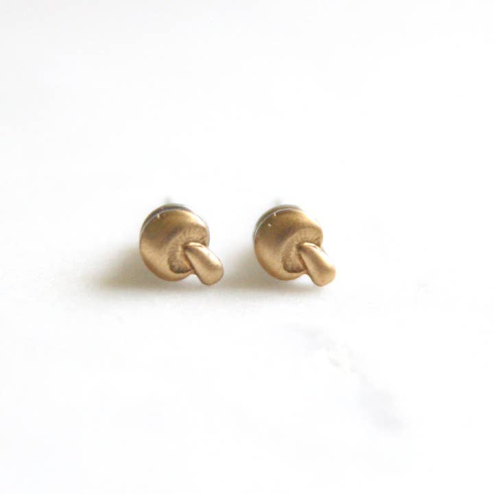 Mushroom Brass Earrings for wholesale by Peachtree Lane Co.