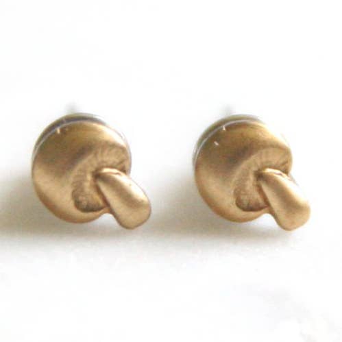 Mushroom Brass Earrings for wholesale by Peachtree Lane Co.