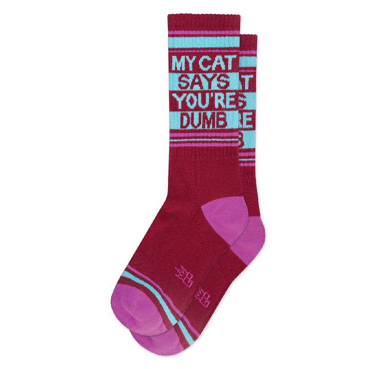 My Cat Says You're Dumb Gym Crew Socks for wholesale by Gumball Poodle