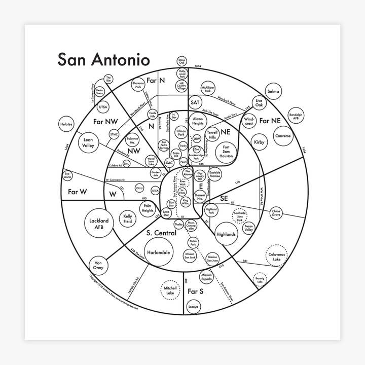 San Antonio Carte Imprimer pour la vente par Archie's Press