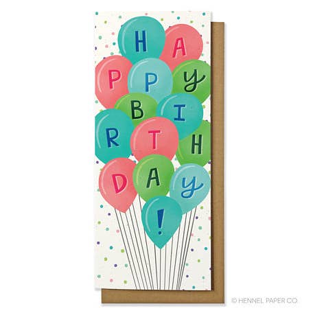 Birthday Card - Balloons (Money Card) for wholesale by Hennel Paper Co.
