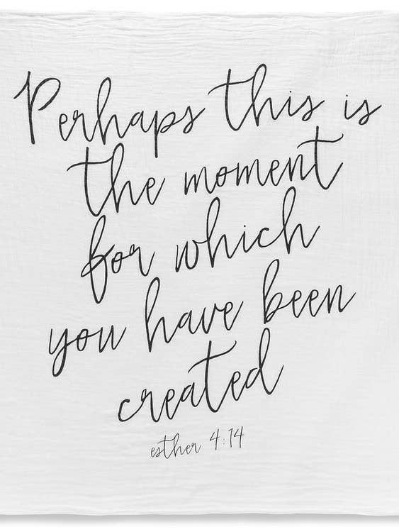 Organic Swaddle Blanket- Esther 4:14 for wholesale by Modern Burlap