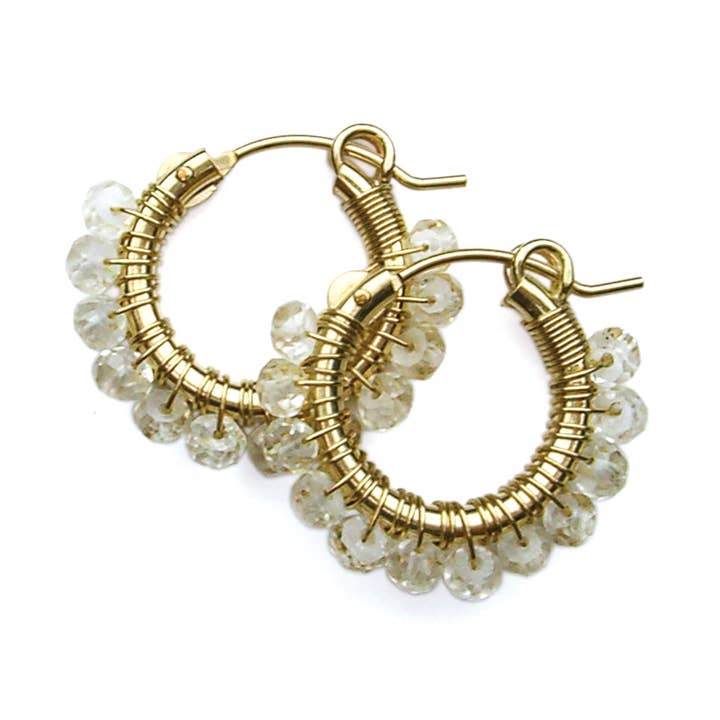 Birthstone Wrap Hoop - Topázio Branco (Abril) por atacado de Viv & Ingrid