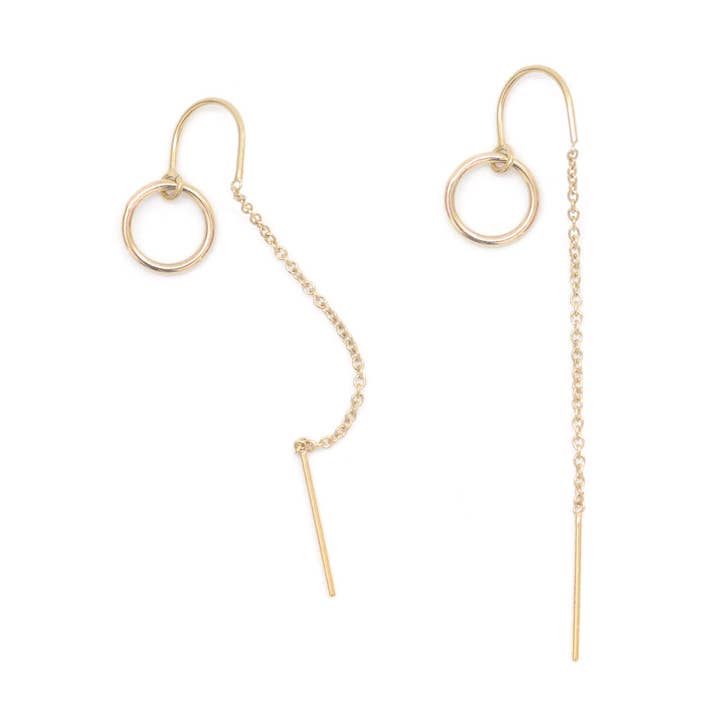 Tiny Circle Loop Ear Threader Earrings for wholesale by Favor Jewelry