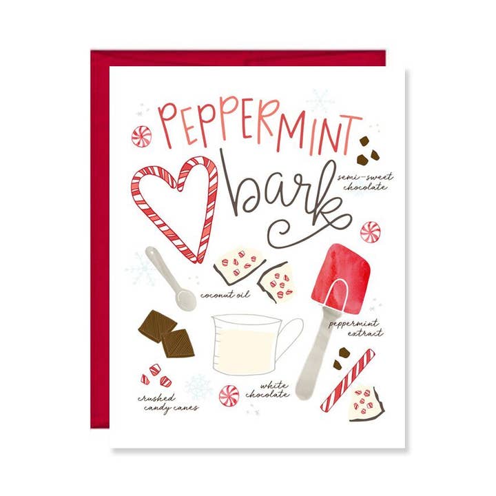 Peppermint Bark Recipe Card, Holiday Card, Christmas for wholesale by Pen & Paint