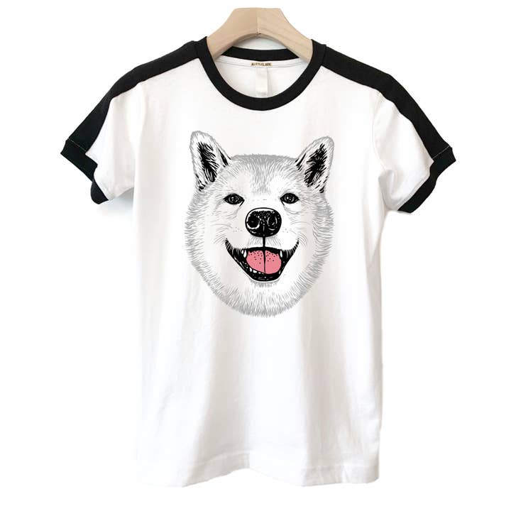 Happy Dog Shiba Inu Retro T-Shirt for Kids for wholesale by Little Lark