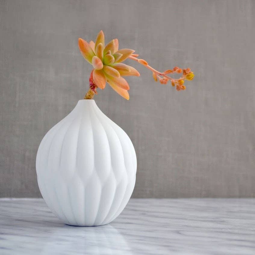 Matte white Textured Porcelain Vase - Petite for wholesale on Faire5
