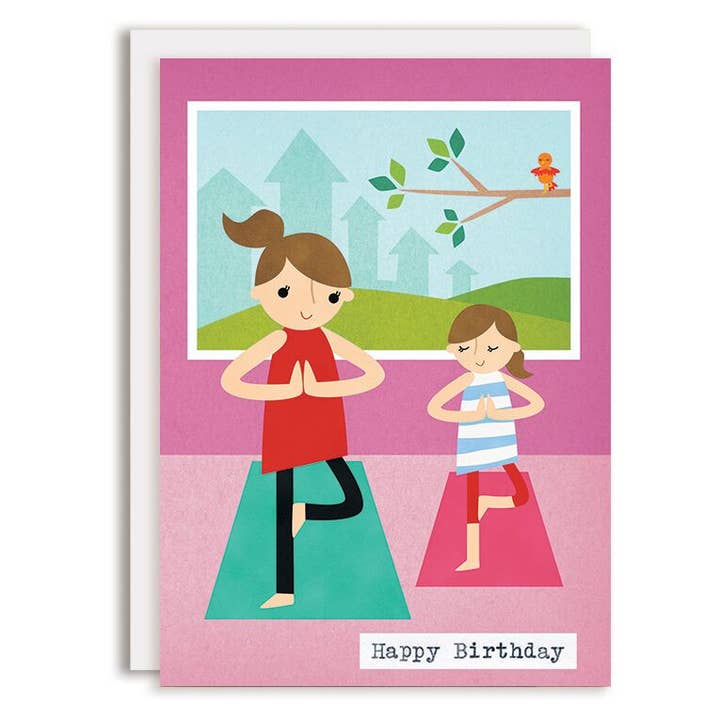 Carte d'anniversaire Yoga pour la vente par Rosy Designs