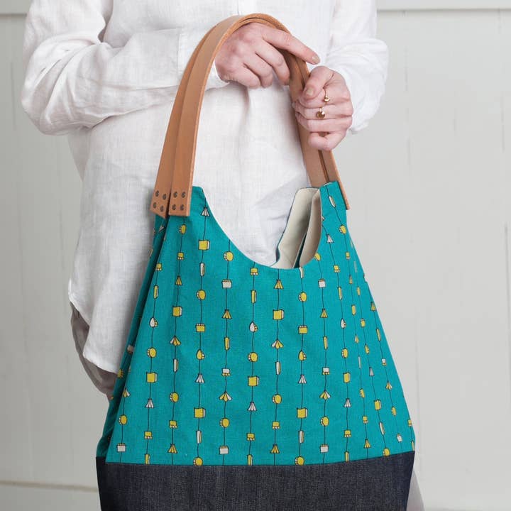 NW Convertible Tote In Ocean Linen Canvas for wholesale by Frankie & Coco PDX