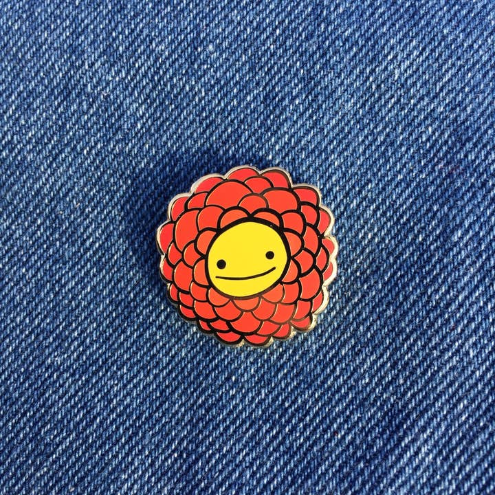 Pino de esmalte vermelho grande flor feliz por atacado de That's Good Paper