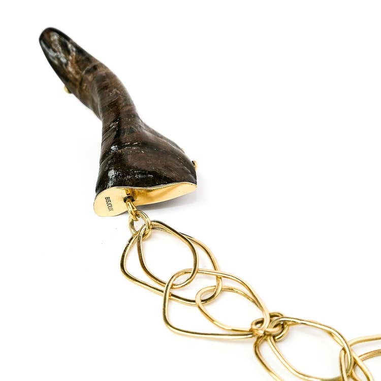 Bisjoux - Wholesale Pendant/Charm Necklace - Brass chain antler Big horn pendant necklace8