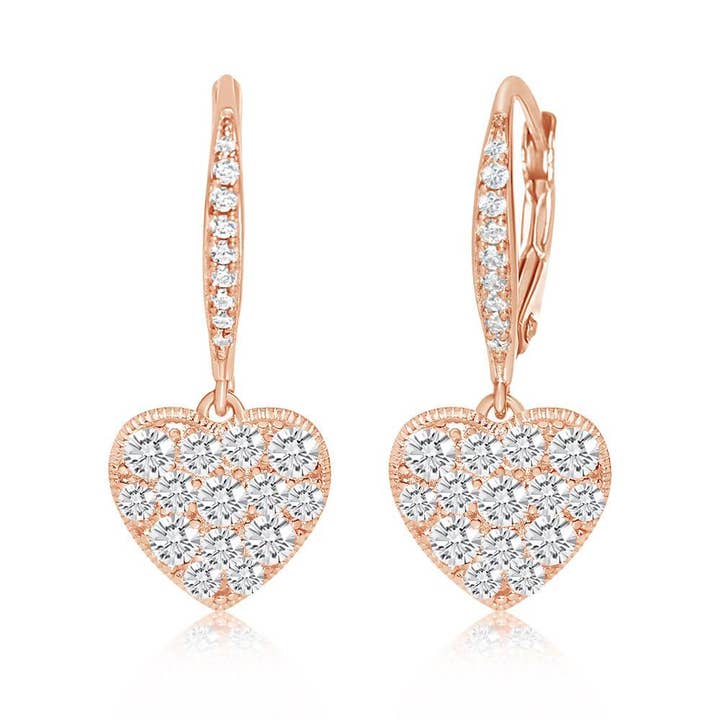 Chanteur - Vente Boucles d'oreilles pendantes - Boucles d'oreilles en forme de cœur étincelant CZ1