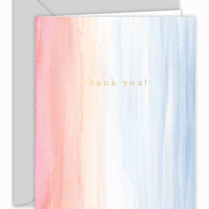Cricket Printing - Wholesale Thank You Card - Thank You! Peach and Blue Watercolor Card1