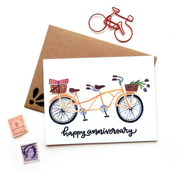Tarjeta de felicitación de aniversario en bicicleta en tándem para venta al por mayor de Sketchy Notions