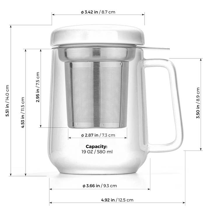 TEALYRA / LUXBE - Wholesale Coffee Mug - Peak White Porcelain Mug With Infuser 19oz