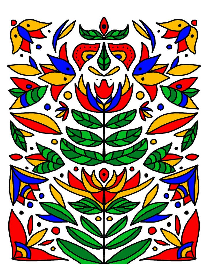 11" x 14" Scandinavian Floral Art Print for wholesale by Andria Green