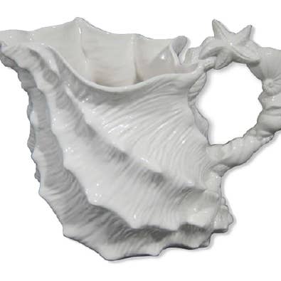 White Shell Figural Pitcher for wholesale by Blue Sky Clayworks