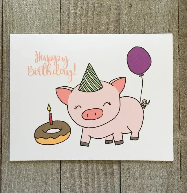 Ink Delights - Wholesale Birthday Card - Pig Birthday Card0
