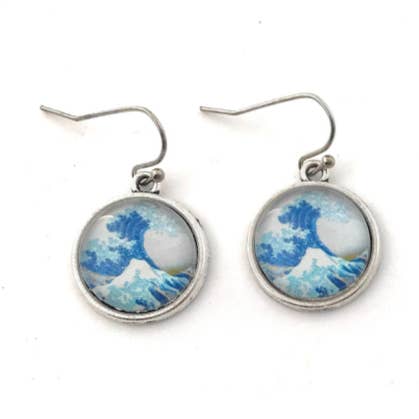 Fern & Filigree - Wholesale Dangle Earrings - Classic Art Series - Great Wave of Kanagawa Earrings0