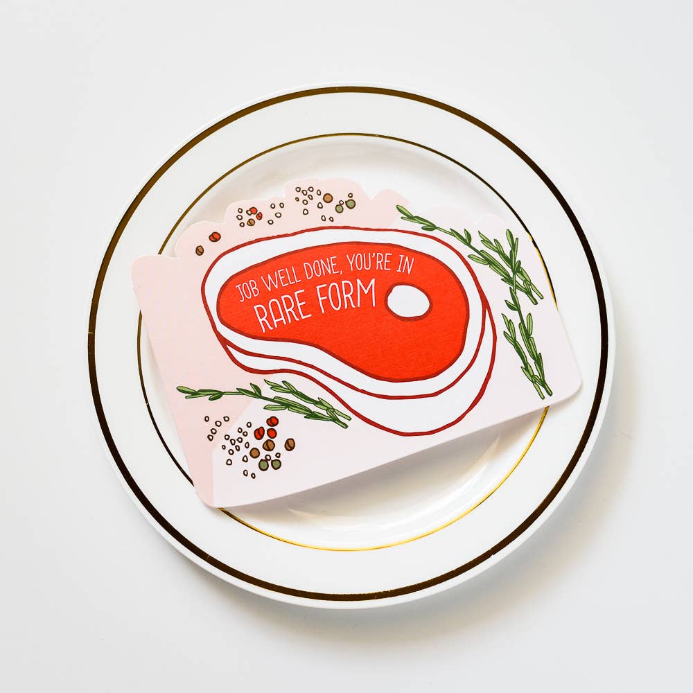 ILOOTPAPERIE - Wholesale Congratulations Card - You're in Rare Form Steak Die Cut Congratulations Card1