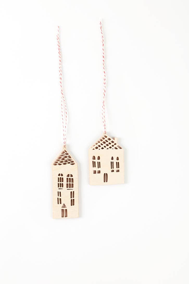 Light + Paper - Wholesale Ornament Set - Little House Wooden Ornaments1
