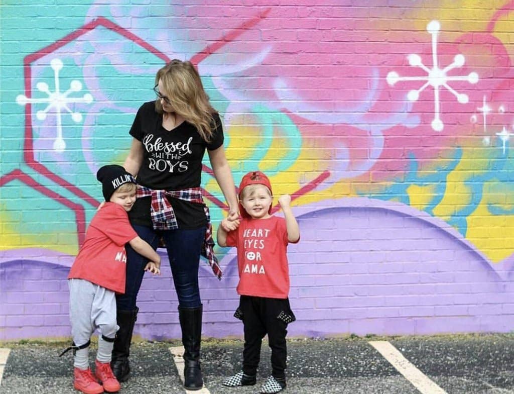 spillthebeansetc - Wholesale Screen Printed T-Shirt - Women's - Blessed with Boys Chest Design Tank or Tee0