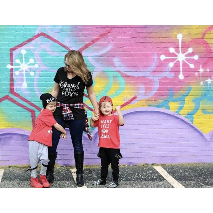 spillthebeansetc - Wholesale Screen Printed T-Shirt - Women's - Blessed with Boys Chest Design Tank or Tee