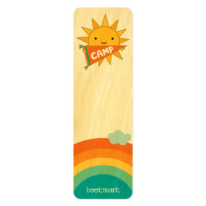 Sunny Camp Wood Bookmark - Summer Camp for wholesale by Night Owl Paper Goods