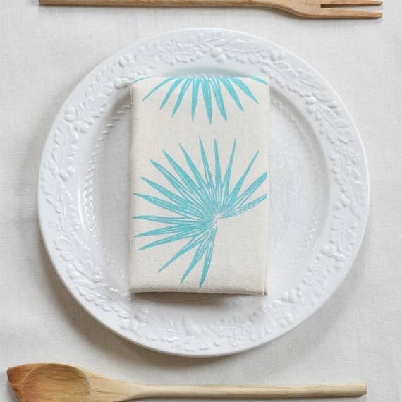 Hearth and Harrow – wholesale Tea towel – Fan Palm Tea Towel - Organic Cotton - Mint Green - Plants2