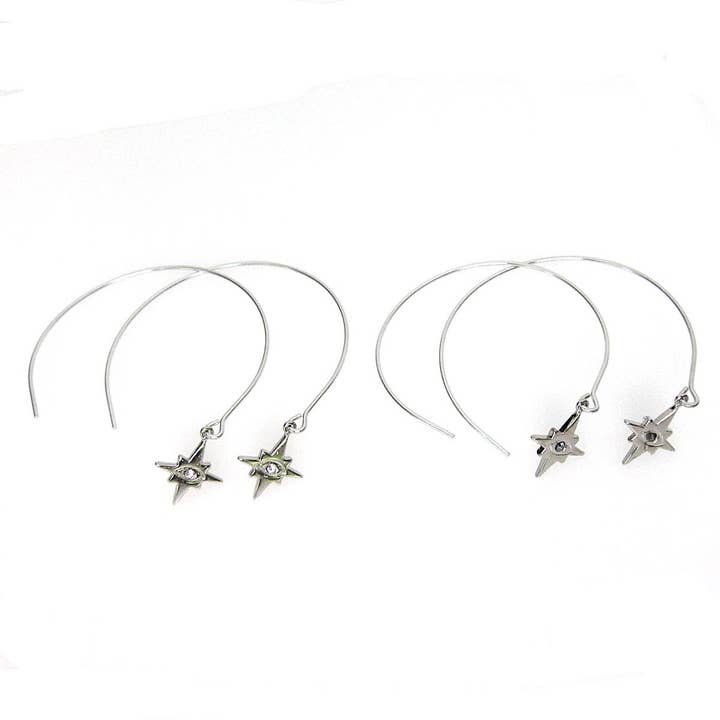 Rhodium Evil Eye Mini Star Open hoepels voor wholesale door Jessica Elliot Jewelry