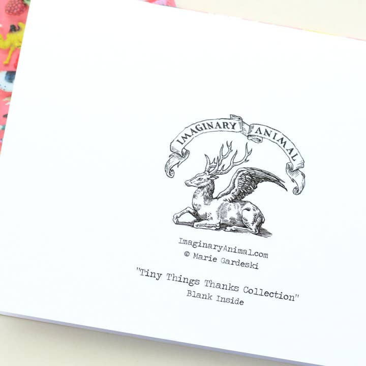 Imaginary Animal - Wholesale Thank You Card - Tiny Things Many Thanks Collection Greeting Card or Postcard2