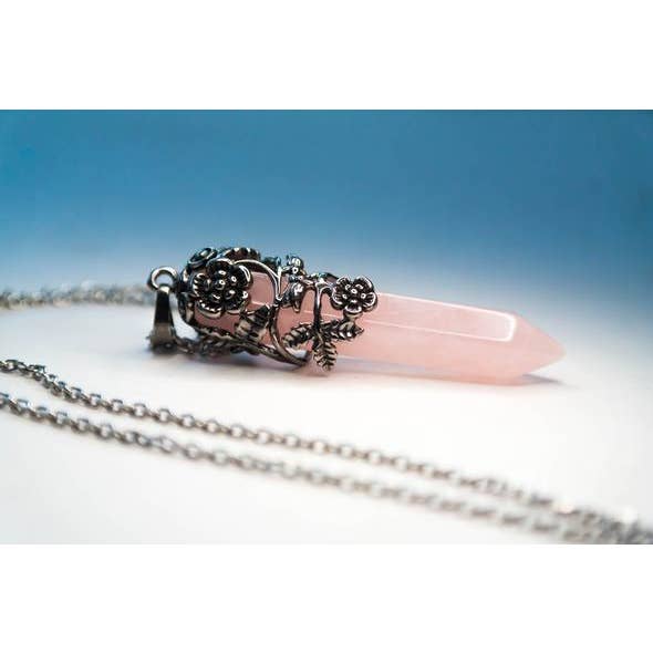 Gardens on the Gem Of Love Necklace / Rose Quartz Necklace for wholesale by Foxfire Stones