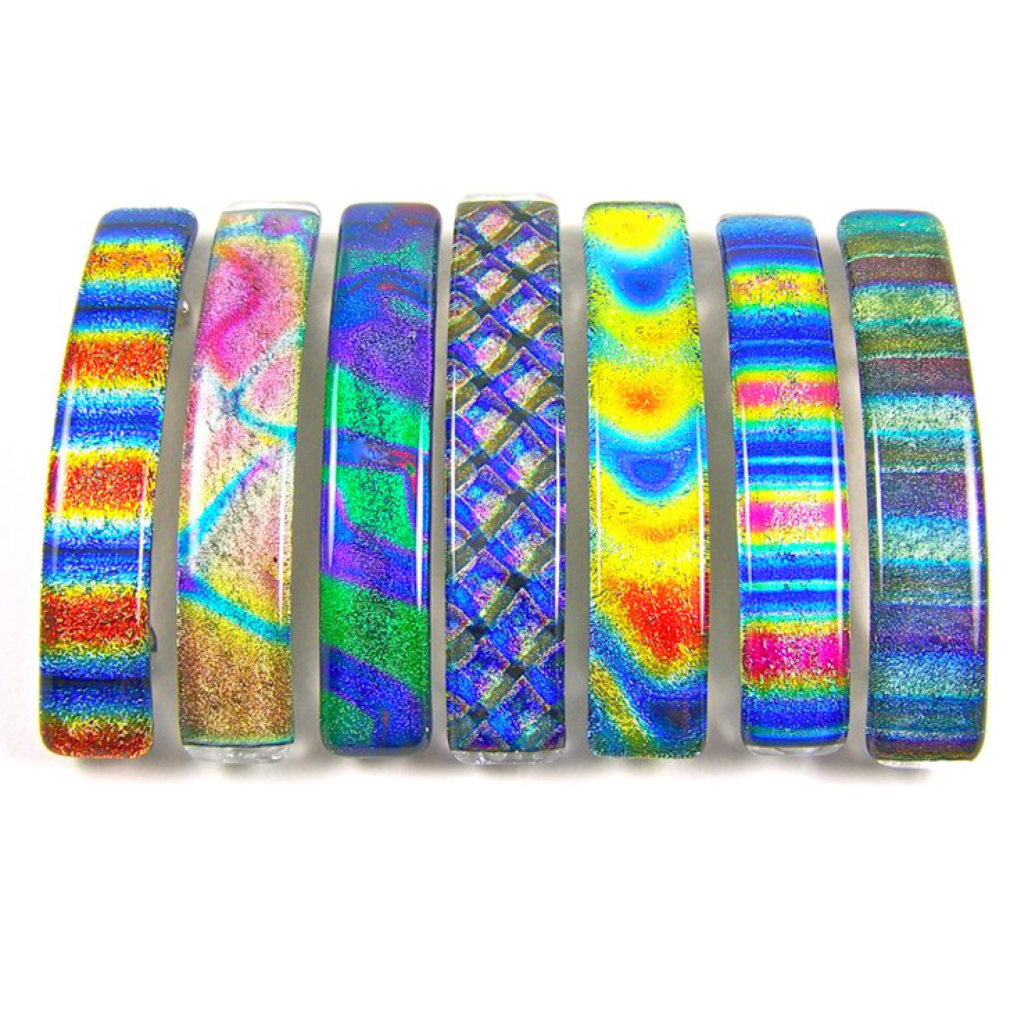 Glass Town USA - Wholesale Barrette - Women's - Barrettes Dichroic Glass Tie Dye Patterns Large 0r Medium1