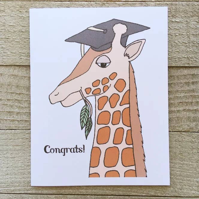 Giraffe Graduation Card for wholesale by Ink Delights