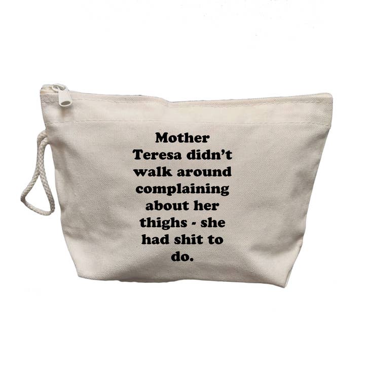 Madre Teresa no caminaba alrededor de la bolsa de maquillaje para venta al por mayor de Quippy Brand