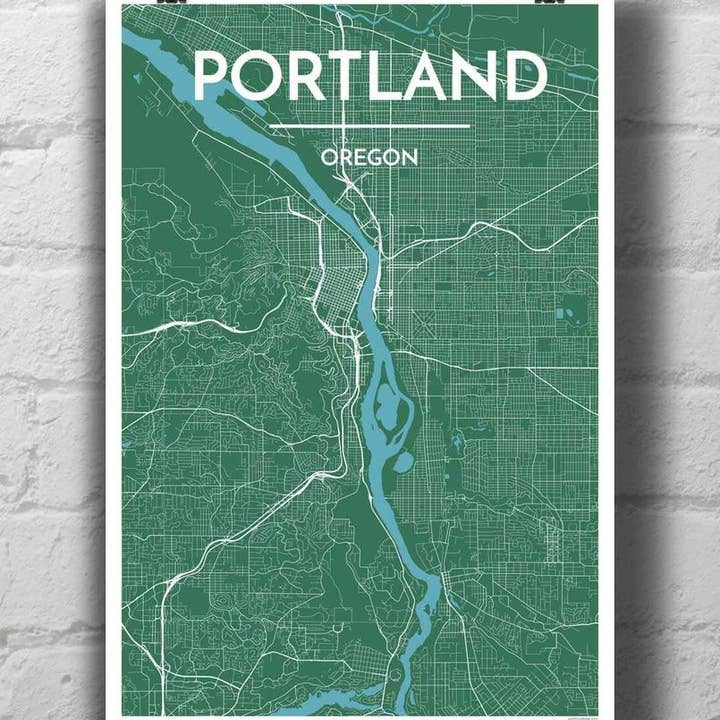 Portland - Oregon City Kaart voor wholesale door Point Two Design Group