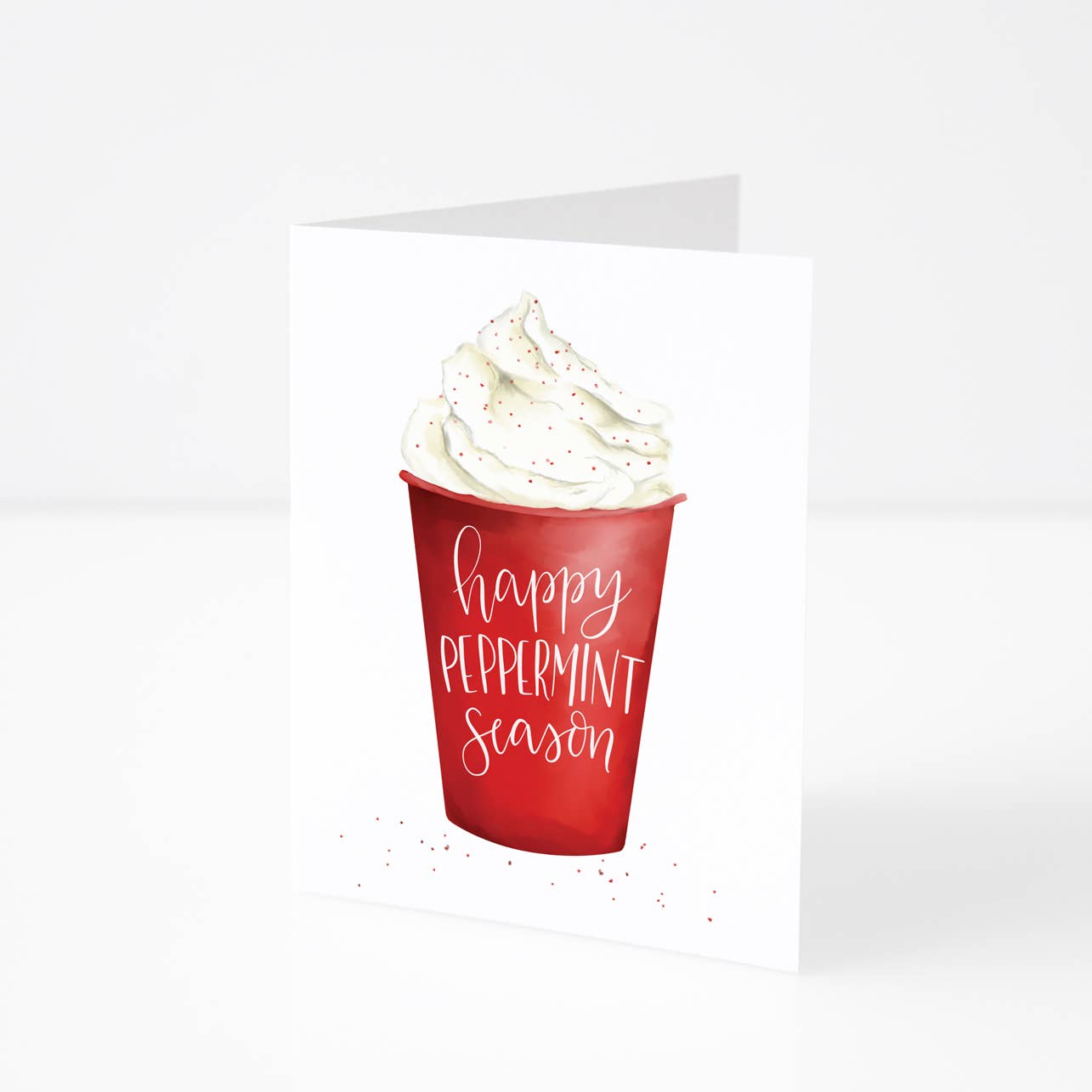 Fresh Cut Prints LLC - Wholesale Christmas Card - Peppermint Latte Coffee Lover Blank Christmas Greeting Card