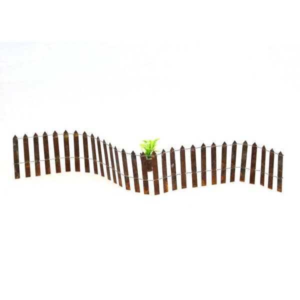 Home Kreation by KK dba Kraft Klub - Wholesale Outdoor Ornament/Decor - RUSTY MINI FOLDING WIRE PICKET FENCE 23.5"X2.9"