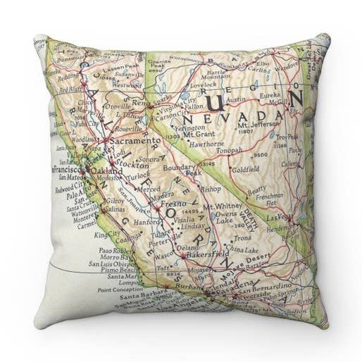 California Map Decorative Pillow Throw Pillow for wholesale by Daisy Mae Designs