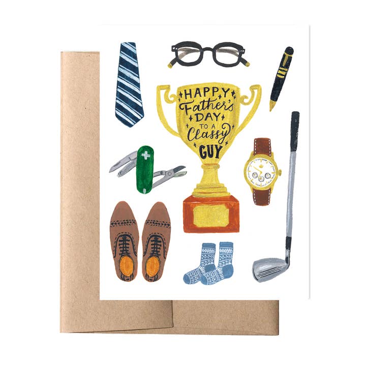 Articles de papa chic, carte de fête des pères chic, trophée papa pour la vente par Forage Paper Co.