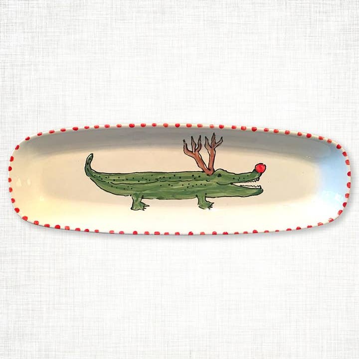 Reindeer Alligator Bread Tray for wholesale by Magnolia Creative Co.