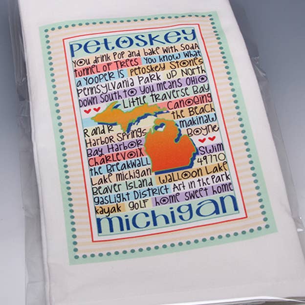 Liane Fried Studio - Wholesale Tea Towel - Design your own whimsical STATE NAME DROP Towel1