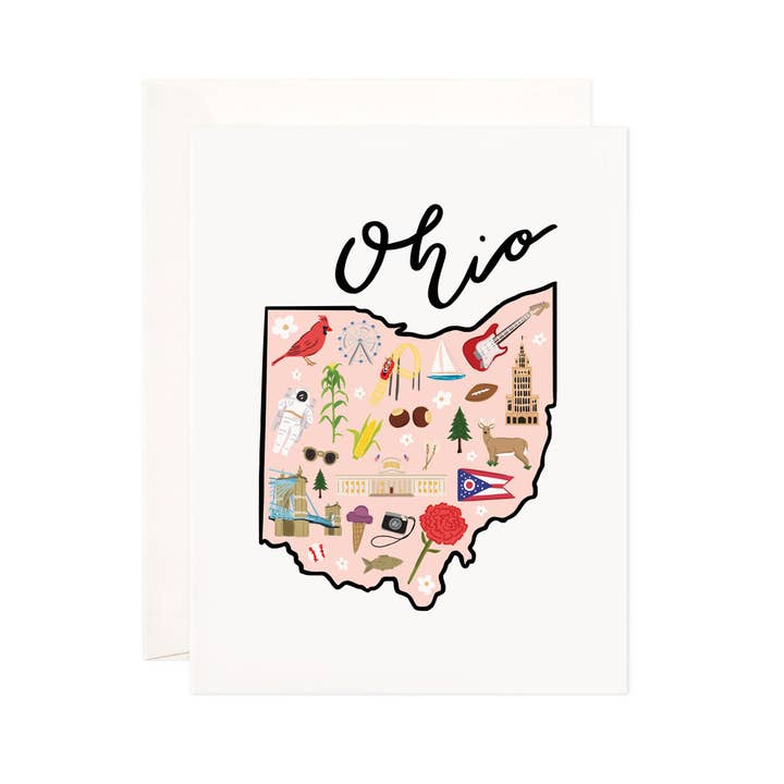 Carte de vœux de l'Ohio - Carte de l'État, papeterie, jeu de cartes pour la vente par Bloomwolf Studio