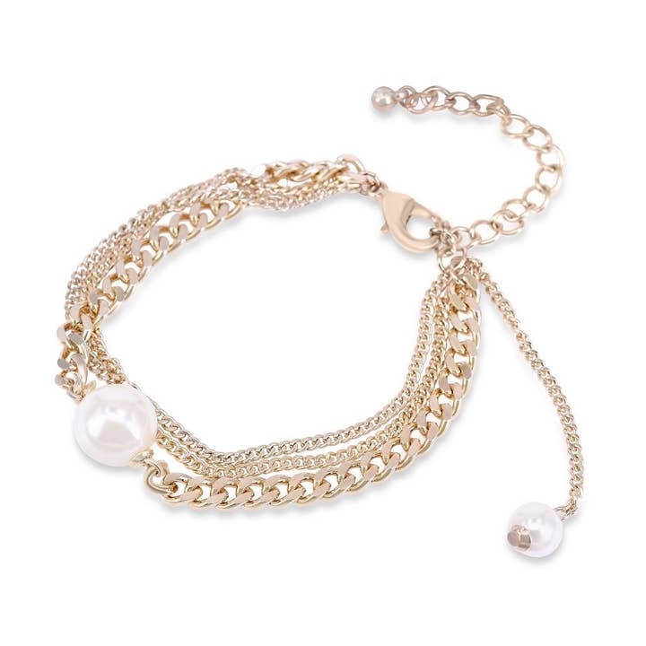 Pulseira de fecho centrada em pérola clássica por atacado de Cupidstone Accessories