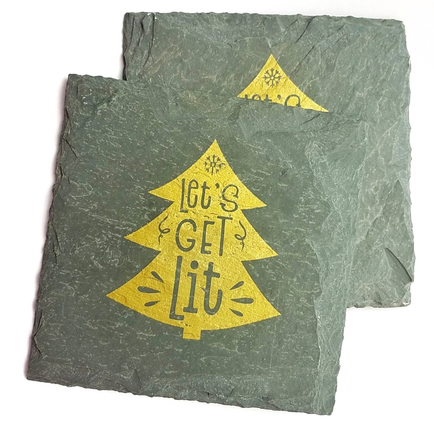 Cheers Ink - Wholesale Coasters - Let’s Get Lit Holiday Slate Coaster - Christmas2
